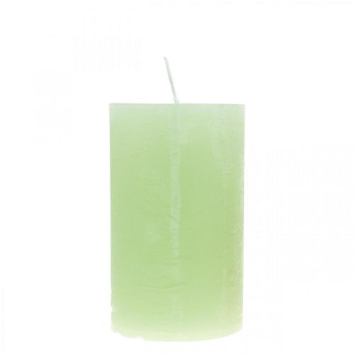 Staande kaarsen effen limoengroen​​​​​ 60×100mm 4 st