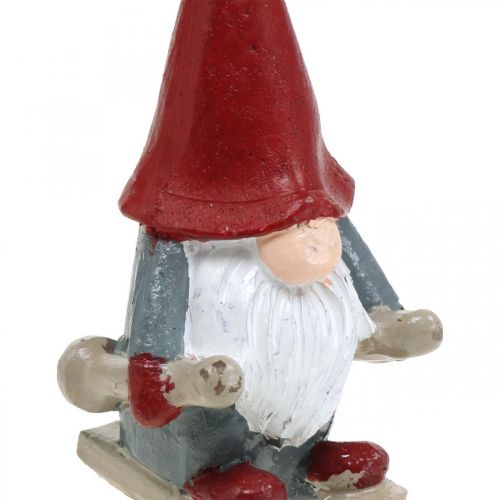 Floristik24 Motiefkaars kerstelf, adventsdecoratie, elf met ski&#39;s, sierkaars H12cm
