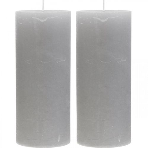 Artikel Staande kaarsen effen lichtgrijs 85×200mm 2 st