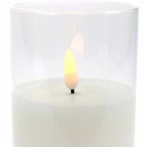 Floristik24 LED kaars in glas echte wax wit Ø7.5cm H10cm