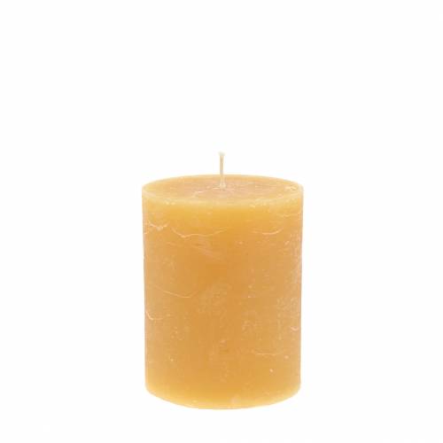 Artikel Effen kaarsen honingkleuren 70×80mm 4st