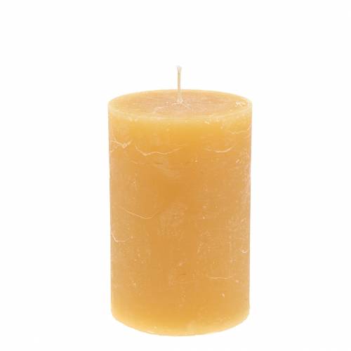 Effen gekleurde kaarsen honing 70×120mm 4st