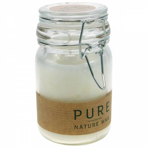 Floristik24 Kaars in een glazen decoratie met deksel Pure Nature wax kaars bijenwas olijfolie