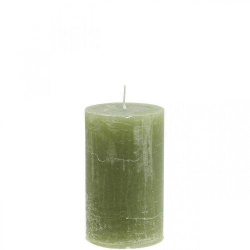 Artikel Effen kaarsen olijfgroene stompkaarsen 60×100mm 4 st