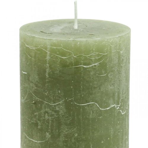 Artikel Effen kaarsen olijfgroene stompkaarsen 70×100mm 4 st