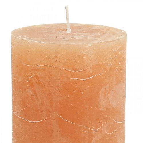 Artikel Effen kaarsen Oranje Peach stompkaarsen 70×100mm 4 st