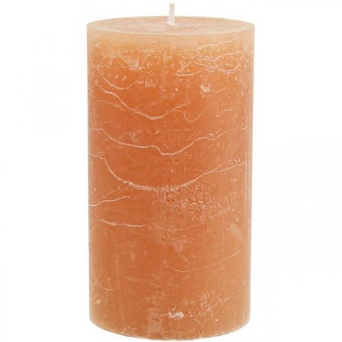 Artikel Effen kaarsen Oranje Peach stompkaarsen 85×150mm 2st