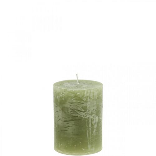 Effen kaarsen olijfgroene stompkaarsen 60×80mm 4 st