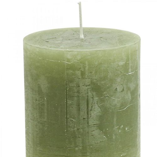 Artikel Effen kaarsen olijfgroene stompkaarsen 70×80mm 4 st