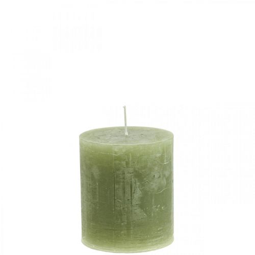 Artikel Effen kaarsen olijfgroene stompkaarsen 70×80mm 4 st