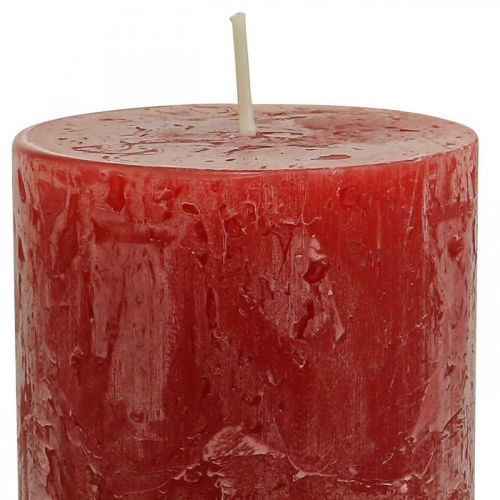 Floristik24 Effen gekleurde kaarsen rood rustiek zelfdovend 70×140mm 4 st
