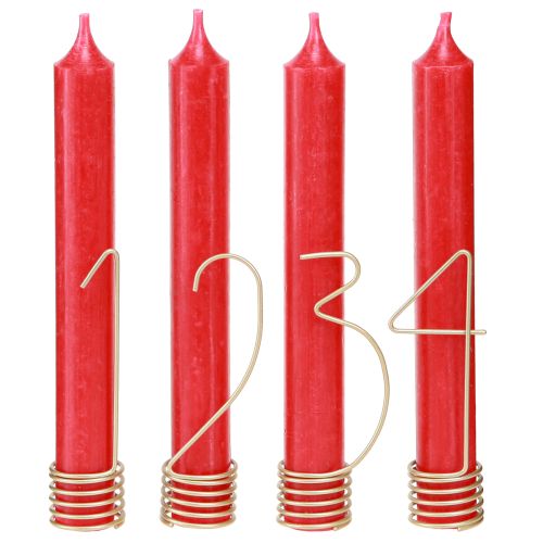 Floristik24 Kaarsdecoratie Advent cijfers 1-4 mat goud metaal H10cm 4 stuks