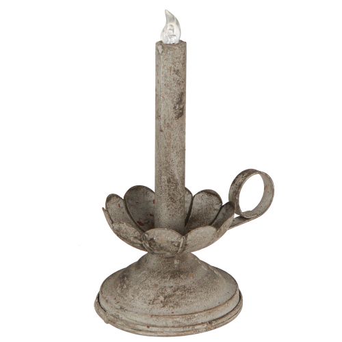 Floristik24 Kaarshouder antiek met LED kaars metaal warm licht H22cm