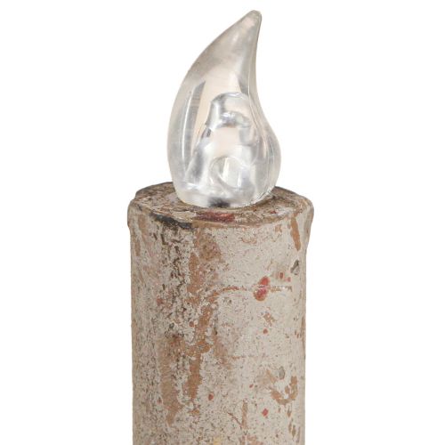 Floristik24 Kaarshouder antiek met LED kaars metaal warm licht H22cm