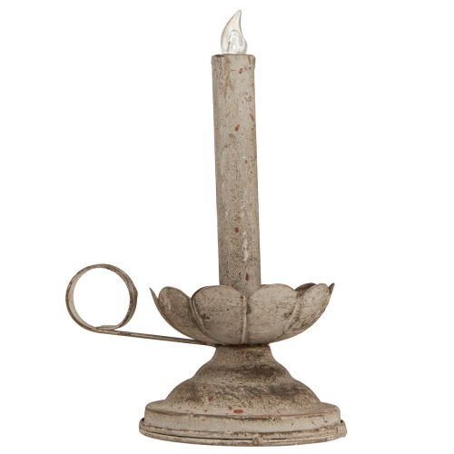 Floristik24 Kaarshouder antiek met LED kaars metaal warm licht H22cm