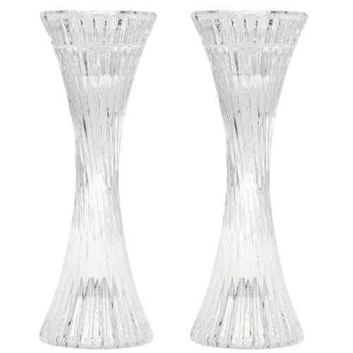 Artikel Kaarshouder glas helder stok kaarshouder groeven H20cm 2 stuks