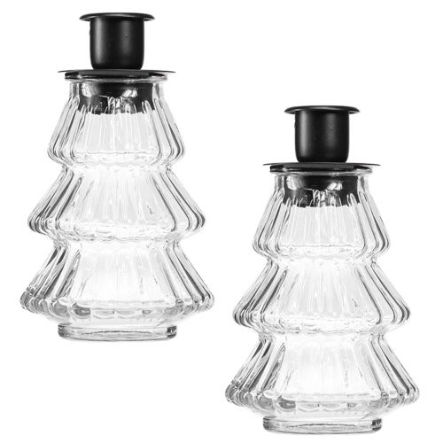 Floristik24 Kaarshouder glas voor stokkaarsen kerstboom 13,5cm 2st