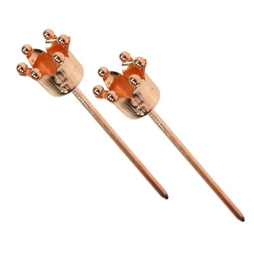 Floristik24 Kaarsenhouder kroon koper Ø2,2cm H7cm 4 st
