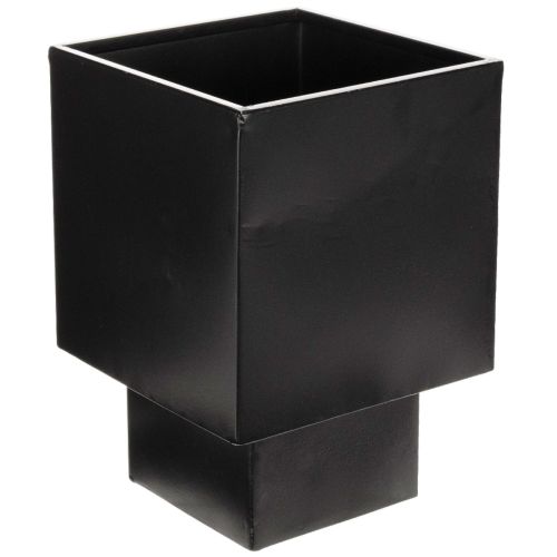 Zwarte kubusvormige plantenbak met voet, modern, 22 cm kopen | Floristik24.nl