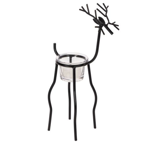 Rendier kaarsenhouder met theelichtglas, 28 cm