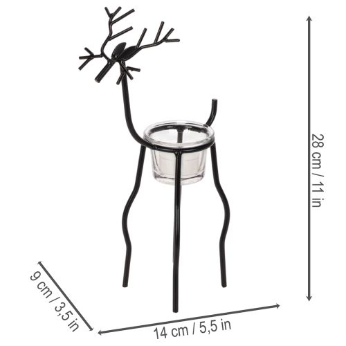 Rendier kaarsenhouder met theelichtglas, 28 cm | Floristik24.nl