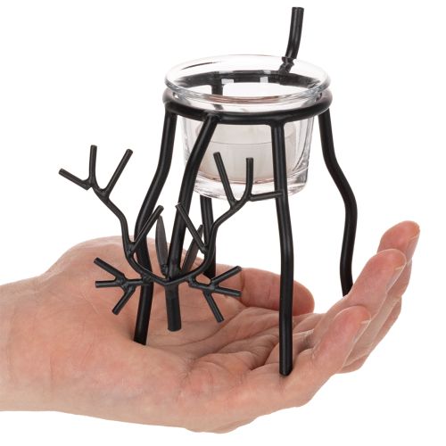 Rendier kaarsenhouder met theelichtglas, 15 cm | Floristik24.nl