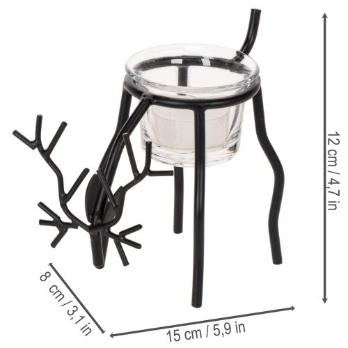 Rendier kaarsenhouder met theelichtglas, 15 cm | Floristik24.nl