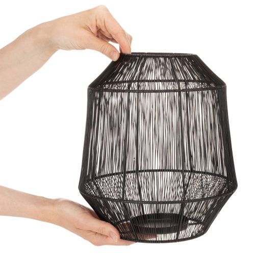 Zwarte kaarsenhouder, decoratieve lantaarn, draadmand, Ø24cm, H28cm | Floristik24.nl