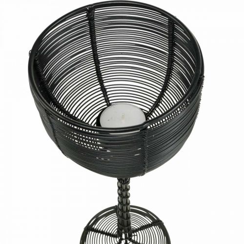 Artikel Theelichthouder zwart metaal decoratief wijnglas Ø10cm H26.5cm