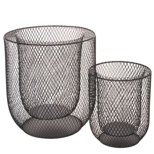 Zwarte metalen draadmand kaarsenhouder, Ø28,5/18 cm, set van 2 kopen | Floristik24.nl