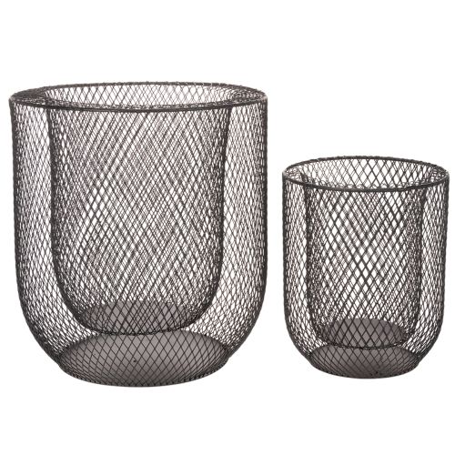 Zwarte metalen draadmand kaarsenhouder, Ø28,5/18 cm, set van 2 | Floristik24.nl