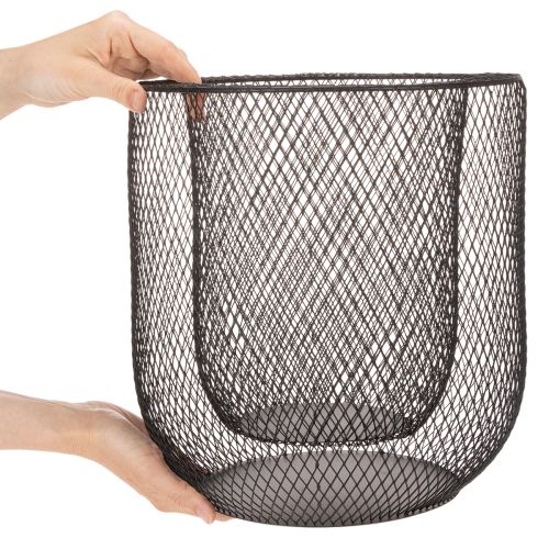 Zwarte metalen draadmand kaarsenhouder, Ø28,5/18 cm, set van 2 | Floristik24.nl