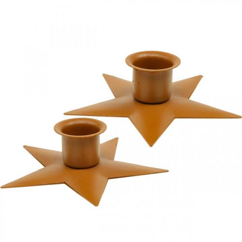 Floristik24 Kandelaar kaarsen adventsster bruin Ø9,5cm 4st