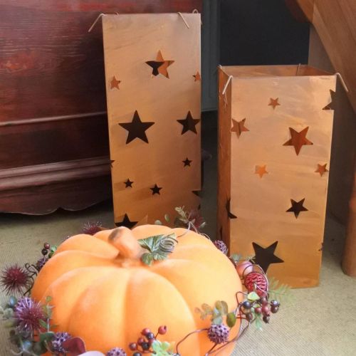 Artikel Kerstkaarsenstandaards, rustieke afwerking, 40/50 cm hoog, set van 2