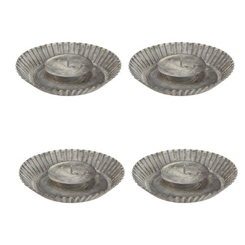 Artikel Kaarsenhouder als bakvorm kaarsenbord grijs Ø15cm H3cm 4st