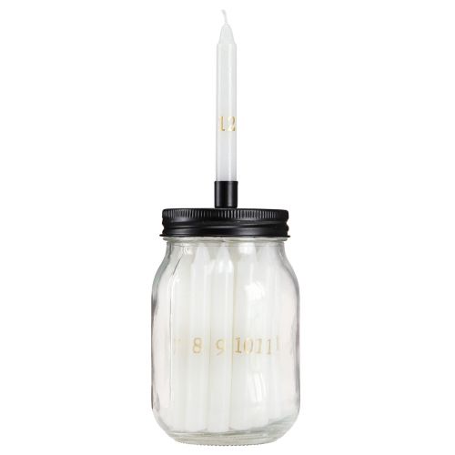Kaarsenhouder op glas met 24 kaarsen Adventskalender H14,5cm
