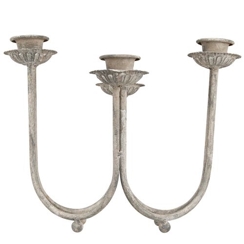 Artikel Kaarshouder voor 4 stokkaarsen grijs vintage 31×23cm H25cm