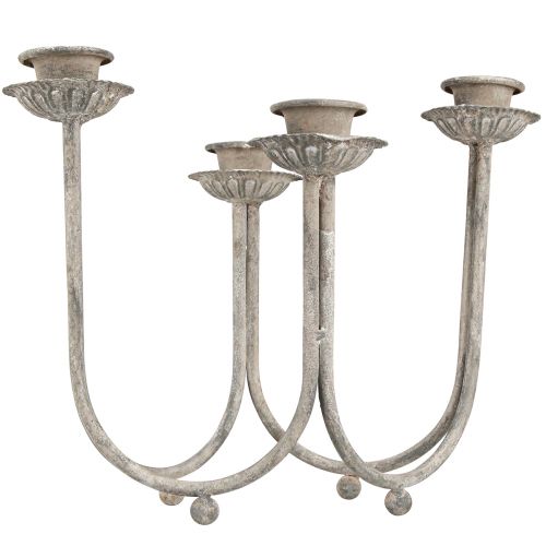 Artikel Kaarshouder voor 4 stokkaarsen grijs vintage 31×23cm H25cm