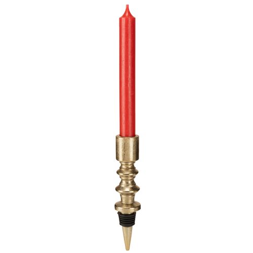Kaarsenhouder voor flessen metaal antiek look licht goud H15cm
