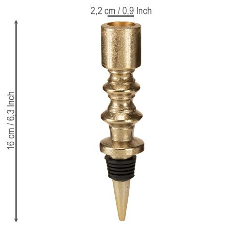 Artikel Kaarsenhouder voor flessen metaal antiek look licht goud H15cm
