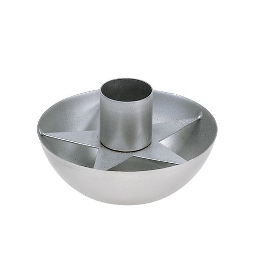 Kandelaar voor kegelkaars zilver Ø8cm H5cm