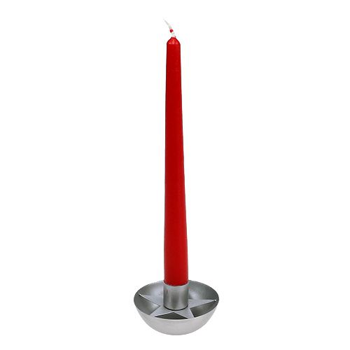 Floristik24 Kandelaar voor kegelkaars zilver Ø8cm H5cm