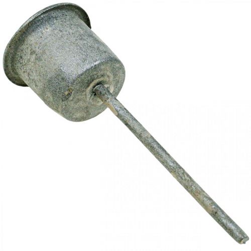 Insteekkaarsenhouder Shabby Chic grijs Ø3cm H8,5cm 8 st | Floristik24.nl