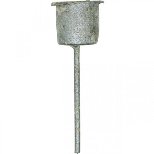 Artikel Insteekkaarsenhouder Shabby Chic grijs Ø3cm H8,5cm 8 st