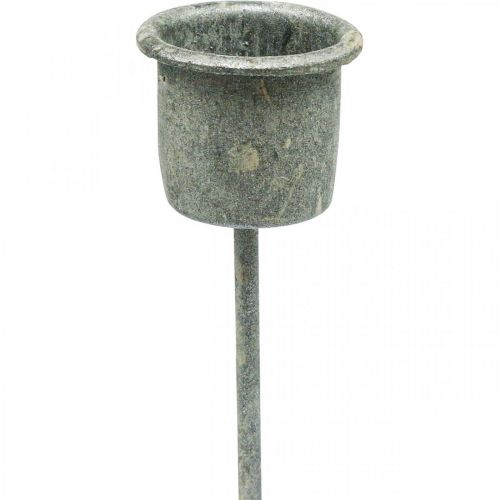 Floristik24 Insteekkaarsenhouder Shabby Chic grijs Ø3cm H8,5cm 8 st