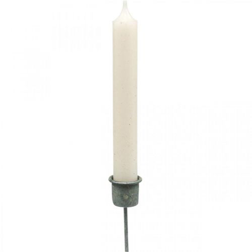 Artikel Insteekkaarsenhouder Shabby Chic grijs Ø3cm H8,5cm 8 st