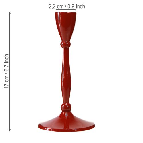Artikel Kaarsenhouder voor taps toelopende kaarsen. Taps toelopende kaarsenhouder Rood H17cm