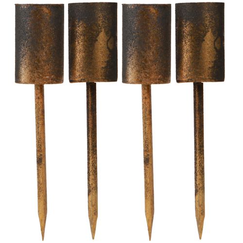 Floristik24 Kaarshouder voor stokkaarsen Ø28mm pin antiek goud 4st