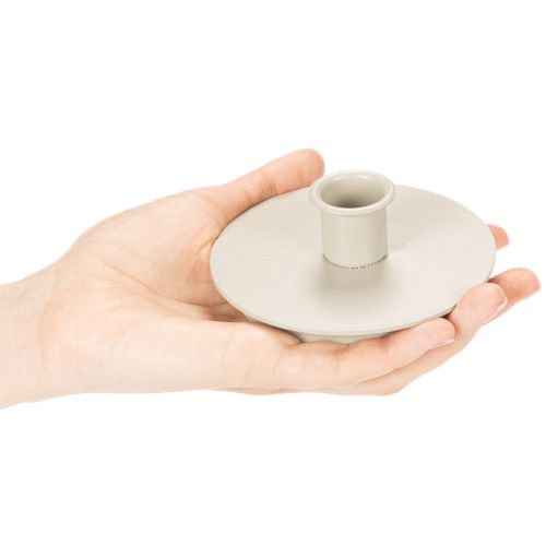 Ronde crèmekleurige kaarsenhouders voor taps toelopende kaarsen, tafeldecoratie, 10 cm, 2 stuks | Floristik24.nl