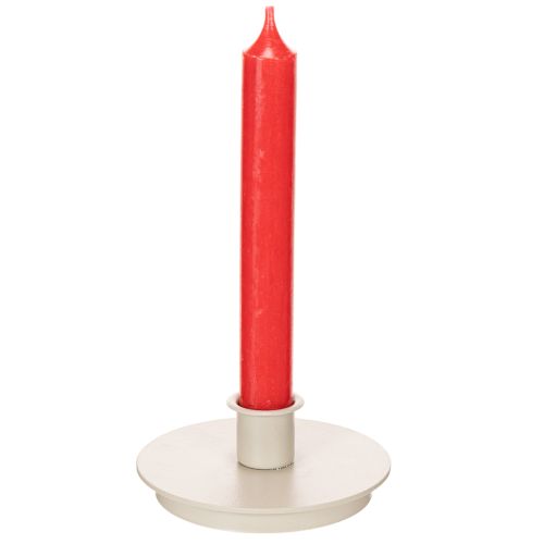 Ronde crèmekleurige kaarsenhouders voor taps toelopende kaarsen, tafeldecoratie, 10 cm, 2 stuks | Floristik24.nl